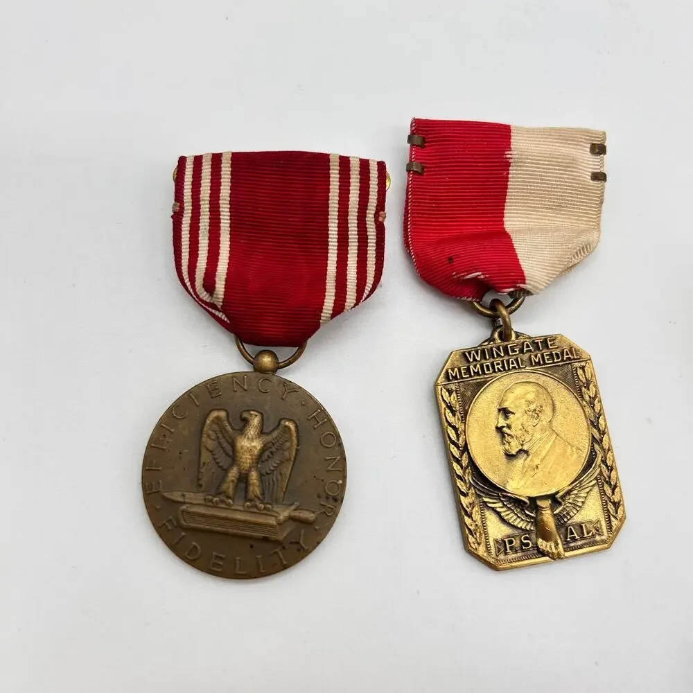 Vintage Medal & Tie Bar Lot PDNY NYPD Wingate DB Sterling Bar Propeller Pin 30s